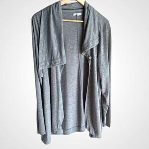 Maurices Womens Draped Button Shawl Cardigan Oversized 1X Gray Soft Cozy Minimal